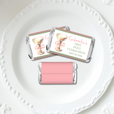 Gold Chalice First Commuion Miniature Candy Wrapper Stickers  - First Communion Favors - FCC353 - STICKERS ONLY :) - Thatsawrapfavors