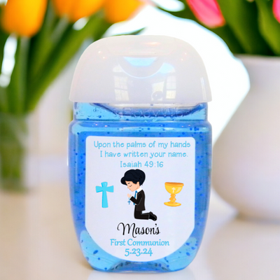 First Communion Hand Sanitizer Labels - FCC102 - LABELS ONLY - Thatsawrapfavors