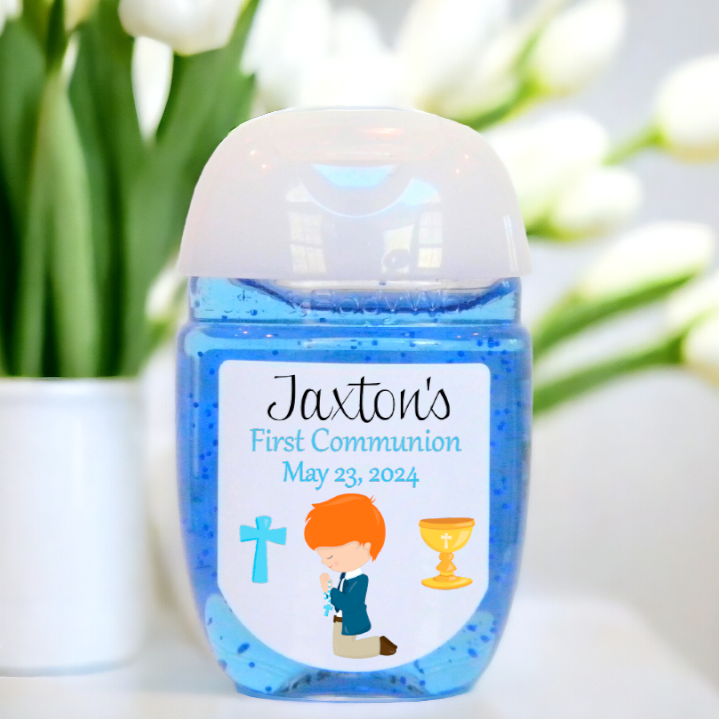First Communion Hand Sanitizer Labels - FCC105 - LABELS ONLY - Thatsawrapfavors