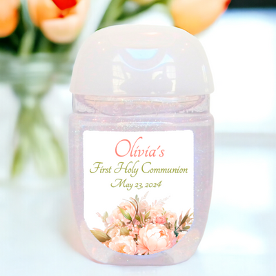 First Communion Hand Sanitizer Party Favor Labels - FCC112 - STICKERS ONLY - Thatsawrapfavors