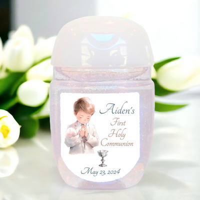 First Communion Hand Sanitizer Party Favor Labels - FCC116 - STICKERS ONLY - Thatsawrapfavors