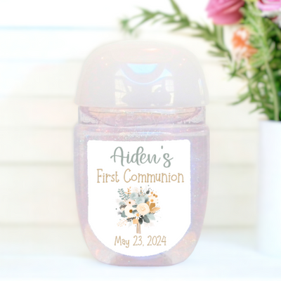 Boho First Communion Hand Sanitizer Party Favor Labels - FCC117 - STICKERS ONLY - Thatsawrapfavors