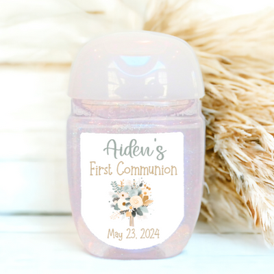Boho First Communion Hand Sanitizer Party Favor Labels - FCC117 - STICKERS ONLY - Thatsawrapfavors