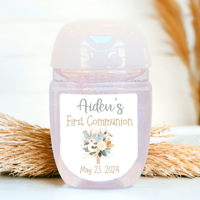 Boho First Communion Hand Sanitizer Party Favor Labels - FCC117 - STICKERS ONLY - Thatsawrapfavors