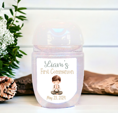 Boho First Communion Hand Sanitizer Party Favor Labels - FCC118 - STICKERS ONLY - Thatsawrapfavors