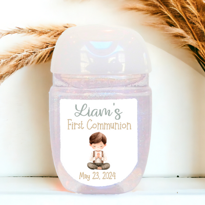 Boho First Communion Hand Sanitizer Party Favor Labels - FCC118 - STICKERS ONLY - Thatsawrapfavors