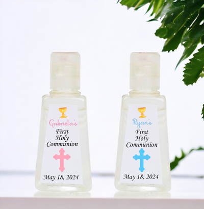 Cross First Communion Hand Sanitizer Labels - FCC120 - LABELS ONLY :) - Thatsawrapfavors