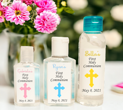 First Communion Cross Hand Sanitizer Favor Labels - Several Sizes - FCC140 - LABELS ONLY :) - Thatsawrapfavors