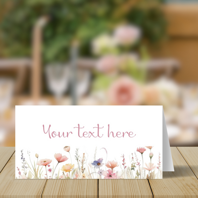 PRINTABLE Pink Wildflower First Communion Table Tent or Place Card Printables, Communion Table Decor - You Edit & Print - FCC902 - DIGITAL FILE ONLY :) - Thatsawrapfavors