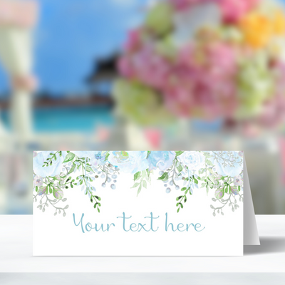 PRINTABLE Light Blue Floral First Communion Table Tent or Place Card Printables, Communion Table Decor - You Edit & Print - FCC904 - DIGITAL FILE ONLY :) - Thatsawrapfavors