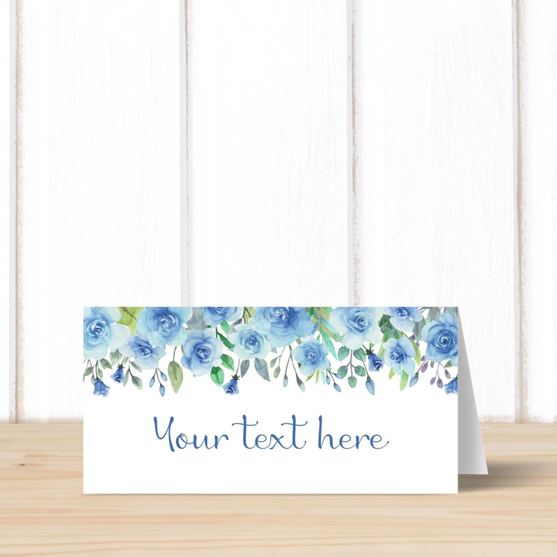PRINTABLE Blue Floral First Communion, Wedding, Shower Table Tent or Place Card Printables, Communion Table Decor - You Edit & Print - FCC905 - DIGITAL FILE ONLY :) - Thatsawrapfavors