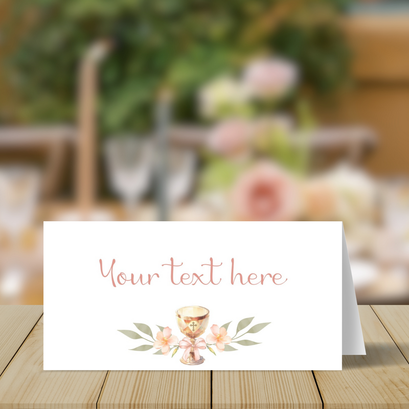 PRINTABLE Gold Chalice Theme First Communion Table Tent or Place Card Printables, Communion Table Decor - You Edit & Print - FCC908 - DIGITAL FILE ONLY :) - Thatsawrapfavors