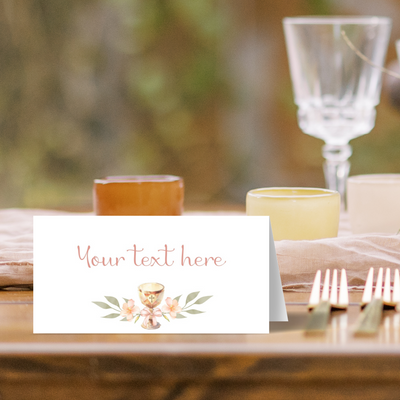 PRINTABLE Gold Chalice Theme First Communion Table Tent or Place Card Printables, Communion Table Decor - You Edit & Print - FCC908 - DIGITAL FILE ONLY :) - Thatsawrapfavors