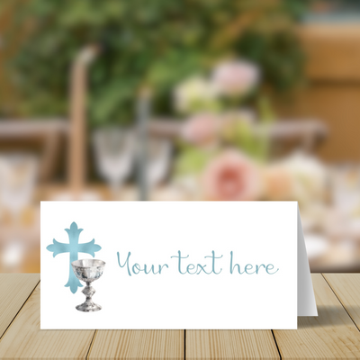 PRINTABLE Silver Chalice Theme First Communion Table Tent or Place Card Printables, Communion Table Decor - You Edit & Print - FCC909 - DIGITAL FILE ONLY :) - Thatsawrapfavors