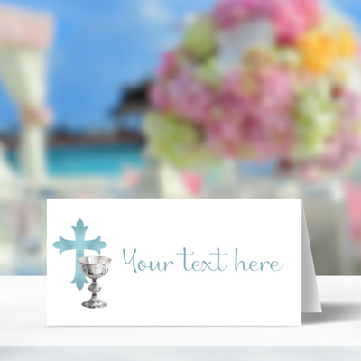 PRINTABLE Silver Chalice Theme First Communion Table Tent or Place Card Printables, Communion Table Decor - You Edit & Print - FCC909 - DIGITAL FILE ONLY :) - Thatsawrapfavors