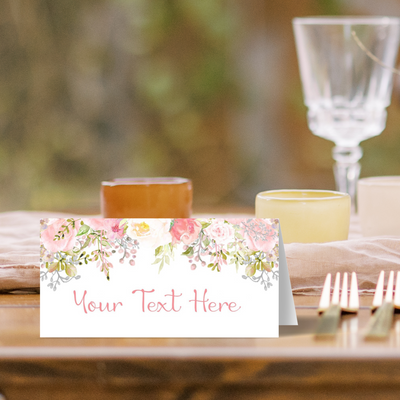 PRINTABLE Pink floral First Communion Table Tent or Place Card Printables, Communion Table Decor - You Edit & Print - FCC900 - DIGITAL FILE ONLY :) - Thatsawrapfavors