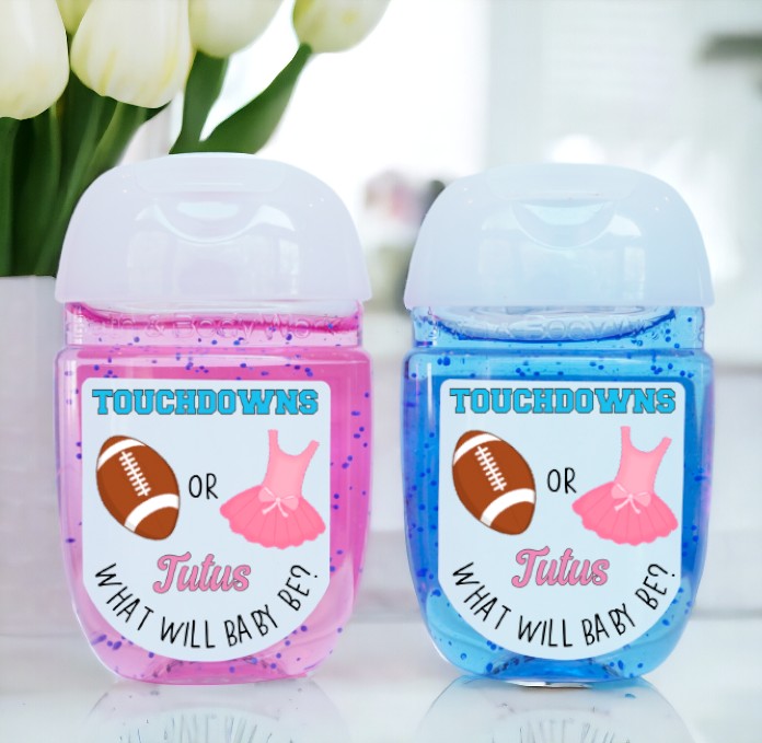 Touchdowns or Tutus Gender Reveal Baby Shower Favors - TOT101 - LABELS ONLY :) - Thatsawrapfavors