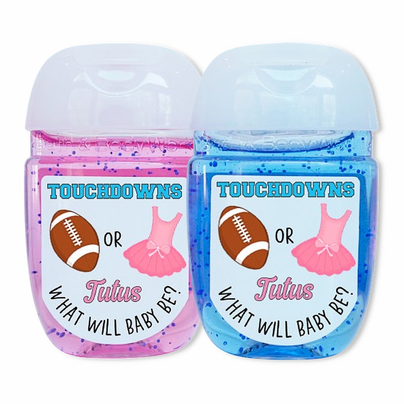 Touchdowns or Tutus Gender Reveal Baby Shower Favors - TOT101 - LABELS ONLY :) - Thatsawrapfavors