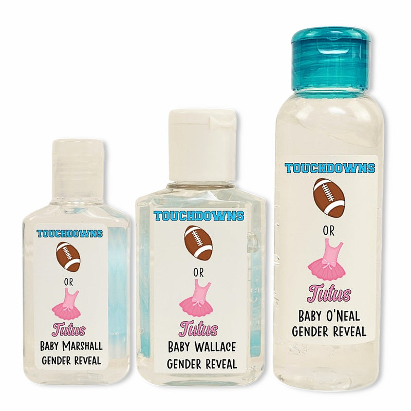 Touchdowns or Tutus Theme Gender Reveal Hand Sanitizer Labels - Several Size Options - TOT140 - LABELS ONLY :) - Thatsawrapfavors