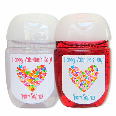 Valentines Hearts Collage Party Favor Hand Sanitizer Labels - VAL119 - LABELS ONLY :) - Thatsawrapfavors