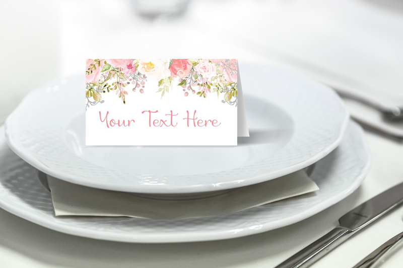 PRINTABLE Pink Floral Theme First Communion Table Tent or Place Card Printables, Communion Table Decor - You Edit & Print - FCC912 - DIGITAL FILE ONLY :) - Thatsawrapfavors