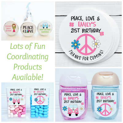 60's Theme Birthday Hand Sanitizer Labels - 60S100 - LABELS ONLY :) - Thatsawrapfavors