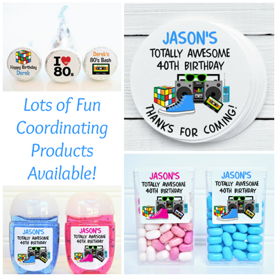 80's Theme Birthday Party or Class Reunion Tictac Stickers - 80S200 - LABELS ONLY :) - Thatsawrapfavors