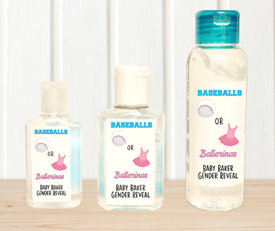 Baseballs or Ballerinas Gender Reveal Hand Sanitizer Labels - Several Size Options - BAB140 - LABELS ONLY :) - Thatsawrapfavors
