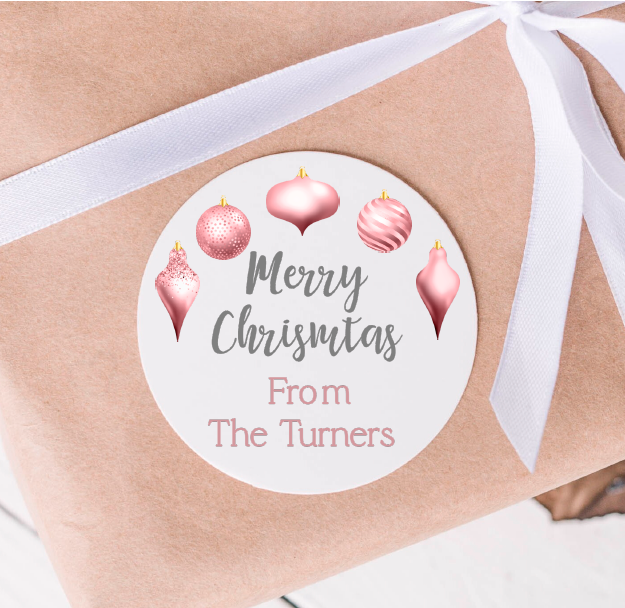 Rose Gold Themed Christmas Gift Tags - Party Favor Stickers - Several Sizes and Designs Available - CHR058 - Thatsawrapfavors