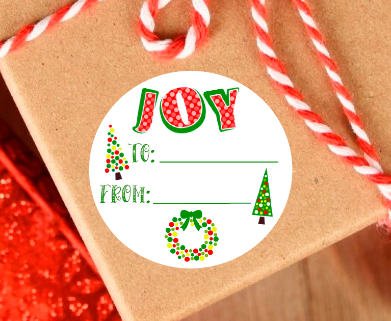 Joy Themed Christmas Gift Tags - Party Favor Stickers - Several Sizes and Designs Available - CHR059 - Thatsawrapfavors