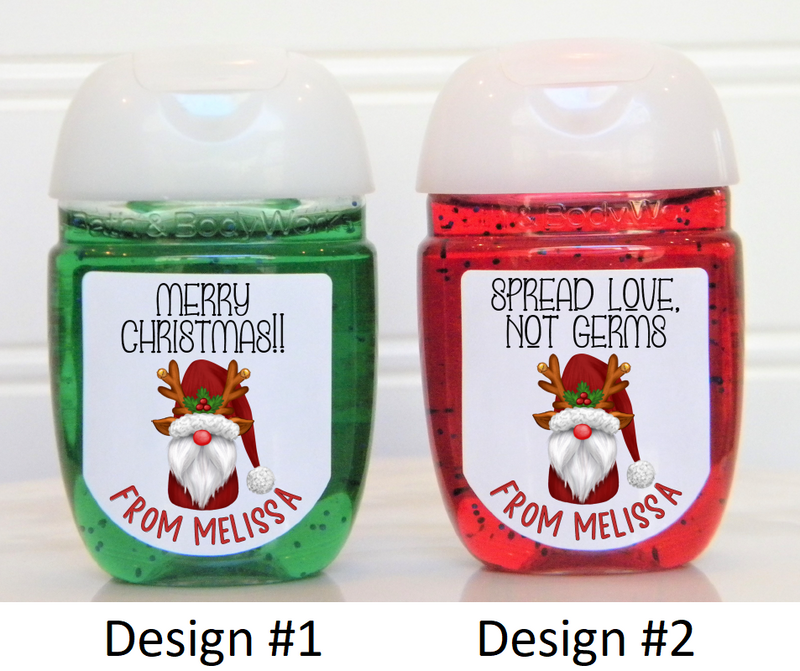Christmas Gnomes Party Favor Hand Sanitizer Labels - CHR106 - LABELS ONLY :) - Thatsawrapfavors