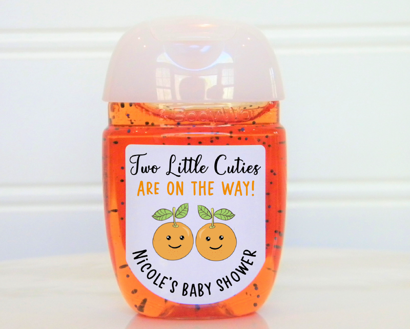 Two Little Cuties Twins Theme Baby Shower Hand Sanitizer Labels - CUT101 - LABELS ONLY :) - Thatsawrapfavors