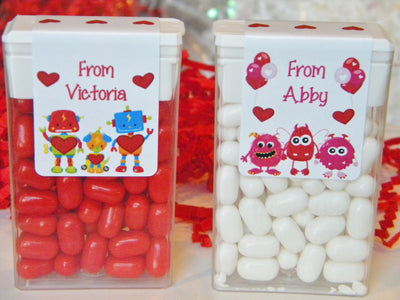 Robot or Little Monster Valentine's Day Party Tic Tac Labels - VAL200 - LABELS ONLY :) - Thatsawrapfavors