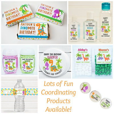 Dinosaur Theme Birthday Party Water Bottle Labels - DIN220 - LABELS ONLY :) - Thatsawrapfavors