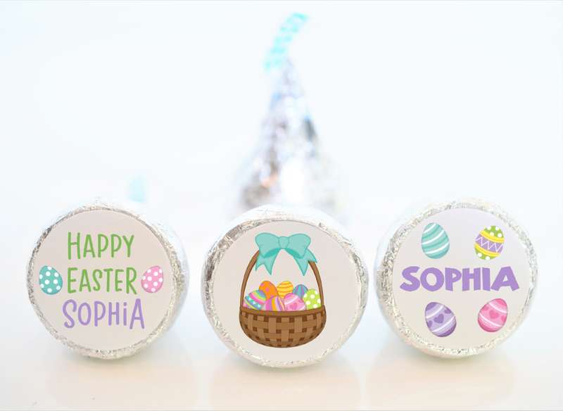 Easter Basket Hershey Kiss Sticker Favors - EAS002 - STICKERS ONLY :) - Thatsawrapfavors