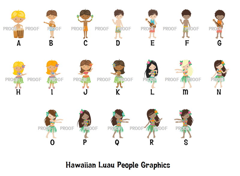 Hawaiian Luau Theme Birthday Party Favor Labels - Gift Tags - Several Sizes Available  - HAW025 - Thatsawrapfavors