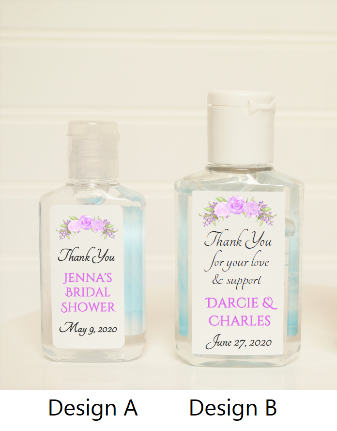 Lavender Floral Theme Bridal Shower or Wedding Hand Sanitizer Labels - LAV140 - LABELS ONLY :) - Thatsawrapfavors