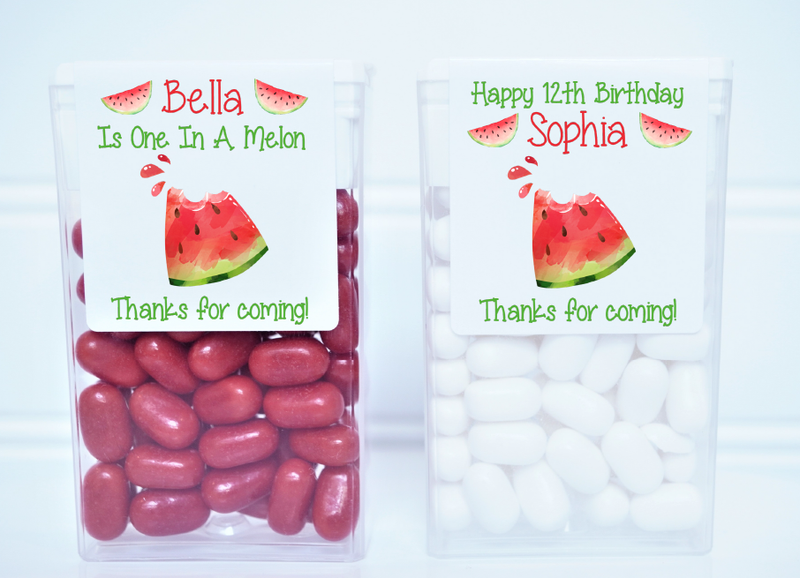 Watermelon Theme Birthday Tic Tac Favor Labels - WTR200 - LABELS ONLY :) - Thatsawrapfavors