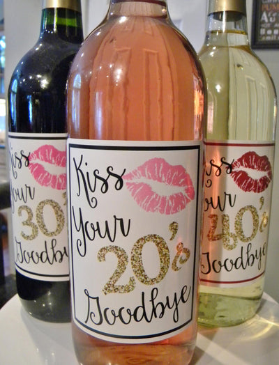 Milestone Birthday Wine Labels 20th 30th 40th 50th 60th Birthday - BIR300 - LABELS ONLY :) - Thatsawrapfavors