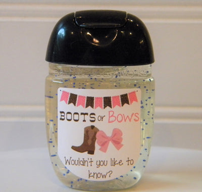 Boot or Bows Gender Reveal Hand Sanitizer Labels - BOB101 - LABELS ONLY - Thatsawrapfavors