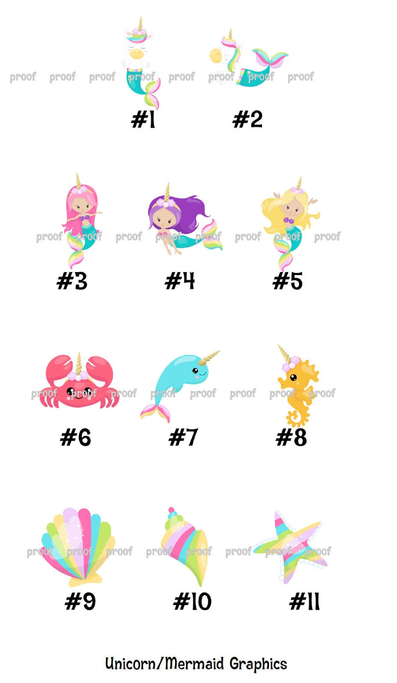 Mermaid Unicorn Theme Birthday Tic Tac Labels - UNI208 - LABELS ONLY :) - Thatsawrapfavors