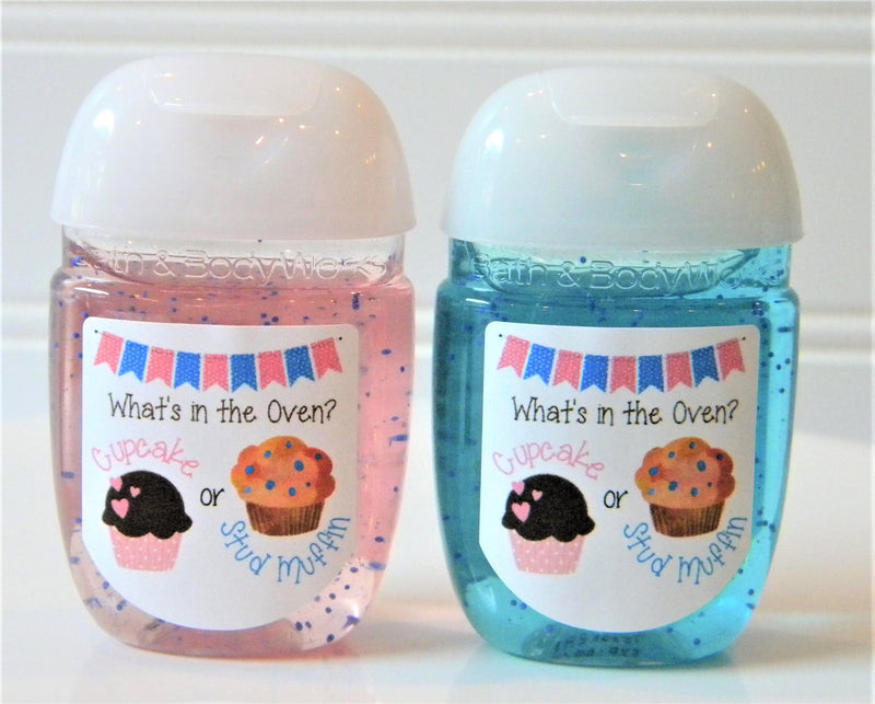 Cupcake or Stud Muffin Gender Reveal Baby Shower Hand Sanitizer Labels - COS100 - LABELS ONLY :) - Thatsawrapfavors