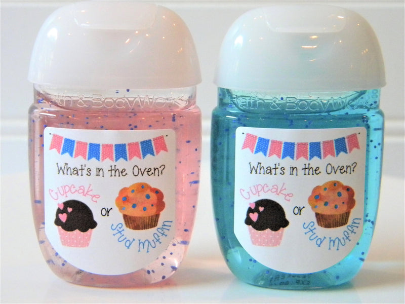 Cupcake or Stud Muffin Gender Reveal Baby Shower Hand Sanitizer Labels - COS100 - LABELS ONLY :) - Thatsawrapfavors