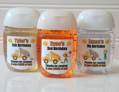 Construction Theme Birthday Hand Sanitizer Labels - CON100 - LABELS ONLY :) - Thatsawrapfavors