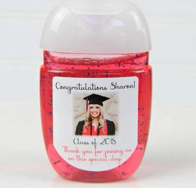 Photo Graduation Party Hand Sanitizer Labels - GRD100 - STICKERS ONLY - Thatsawrapfavors