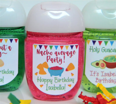 Taco Guacamole Nacho Fiesta Theme Birthday Party Hand Sanitizer Labels - Fiesta Theme - TAC100- LABELS ONLY :) - Thatsawrapfavors