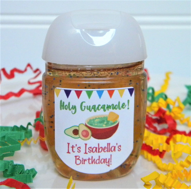 Taco Guacamole Nacho Fiesta Theme Birthday Party Hand Sanitizer Labels - Fiesta Theme - TAC100- LABELS ONLY :) - Thatsawrapfavors