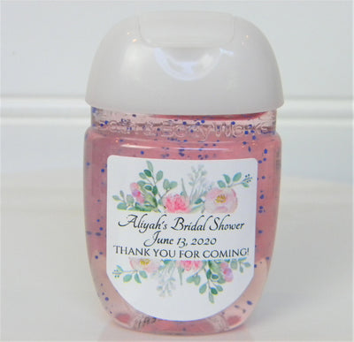 Pink Floral Bridal Shower Hand Sanitizer Labels - PFL101 - LABELS ONLY :) - Thatsawrapfavors