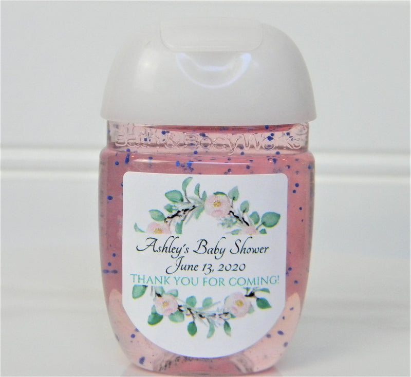 Floral Wreath Baby Shower Hand Sanitizer  Labels - PFL105 - LABELS ONLY :) - Thatsawrapfavors