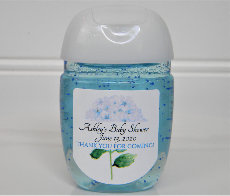 Blue Hydrangea Baby Shower Hand Sanitizer Favor Labels - BFL109 - LABELS ONLY :) - Thatsawrapfavors